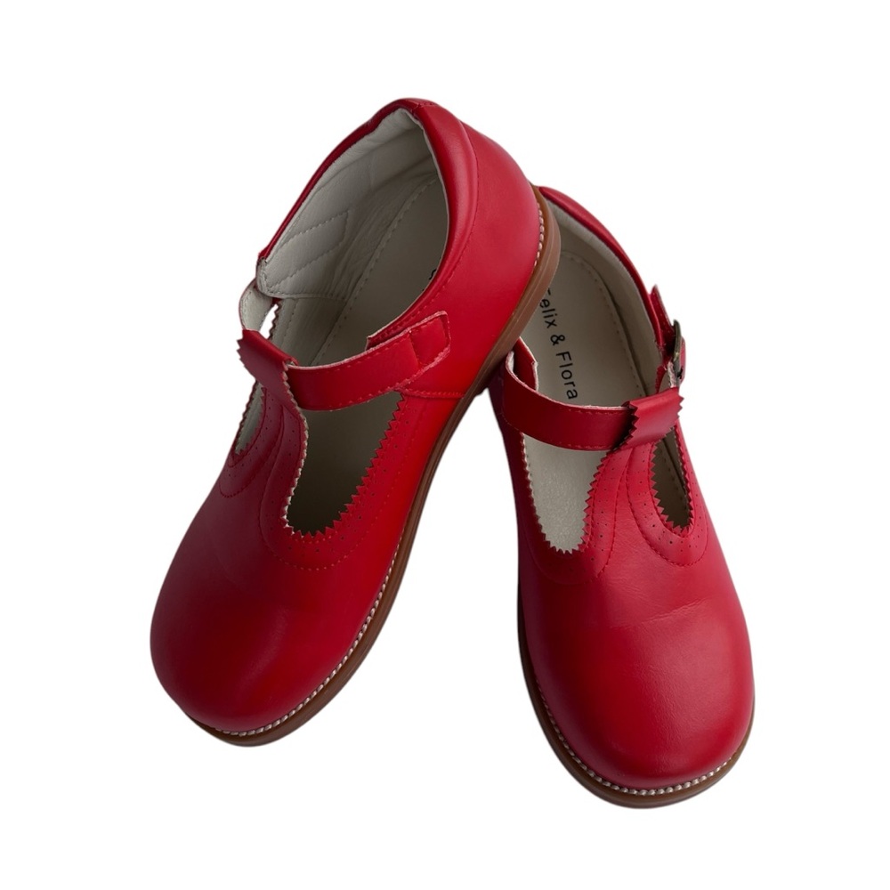 Felix & Flora Girls Red T-Strap Mary Jane Shoes Size 2 | Velcro Fastener,  NWOT